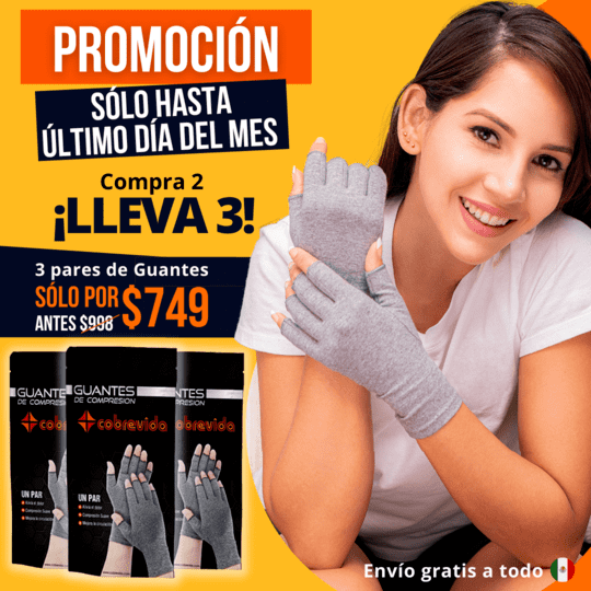 Promoción - 3Pack Guantes de Compresión Suave para Artritis Cobrevida® (cada pack contiene 3 pares de guantes)