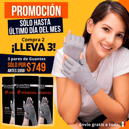 Promoción - 3Pack Guantes de Compresión Suave para Artritis Cobrevida® (cada pack contiene 3 pares de guantes)